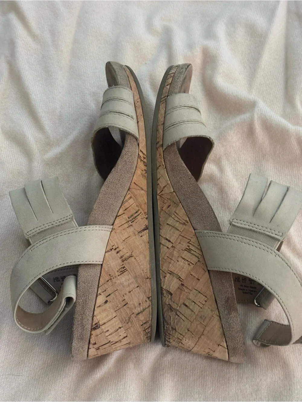 Tan Cream Cork Wedge Sandals size 8.5